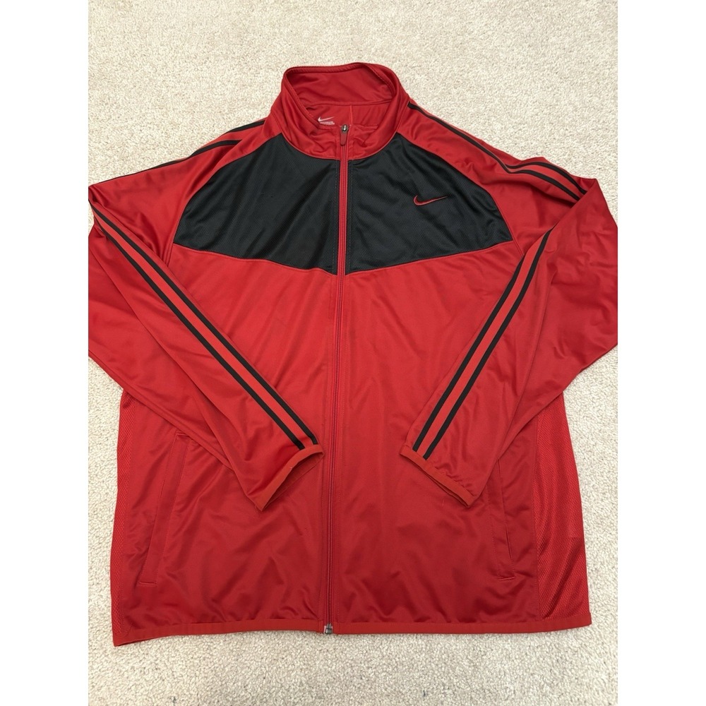 VTG Y2K Nike Full Zip Red Team Track Jacket Swoosh Size XXL